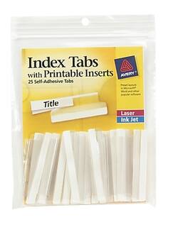 Avery - Self-Adhesive Tabs with Printable Inserts, 2", 25/Pack - Clear