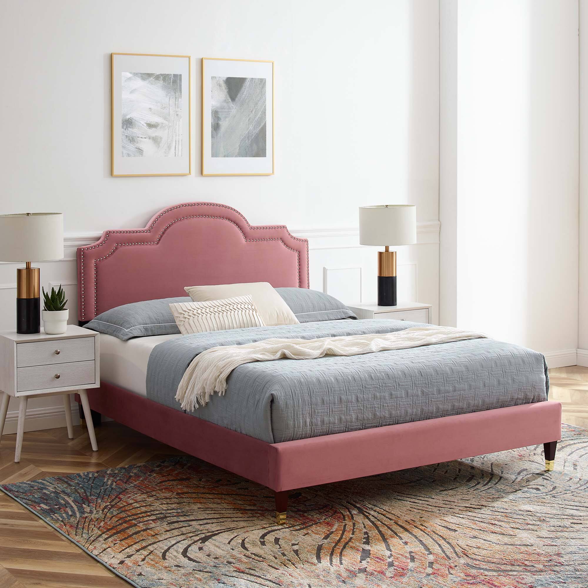 Alt View 5. Modway - Juniper Channel Tufted Performance Velvet King Platform Bed - Red.