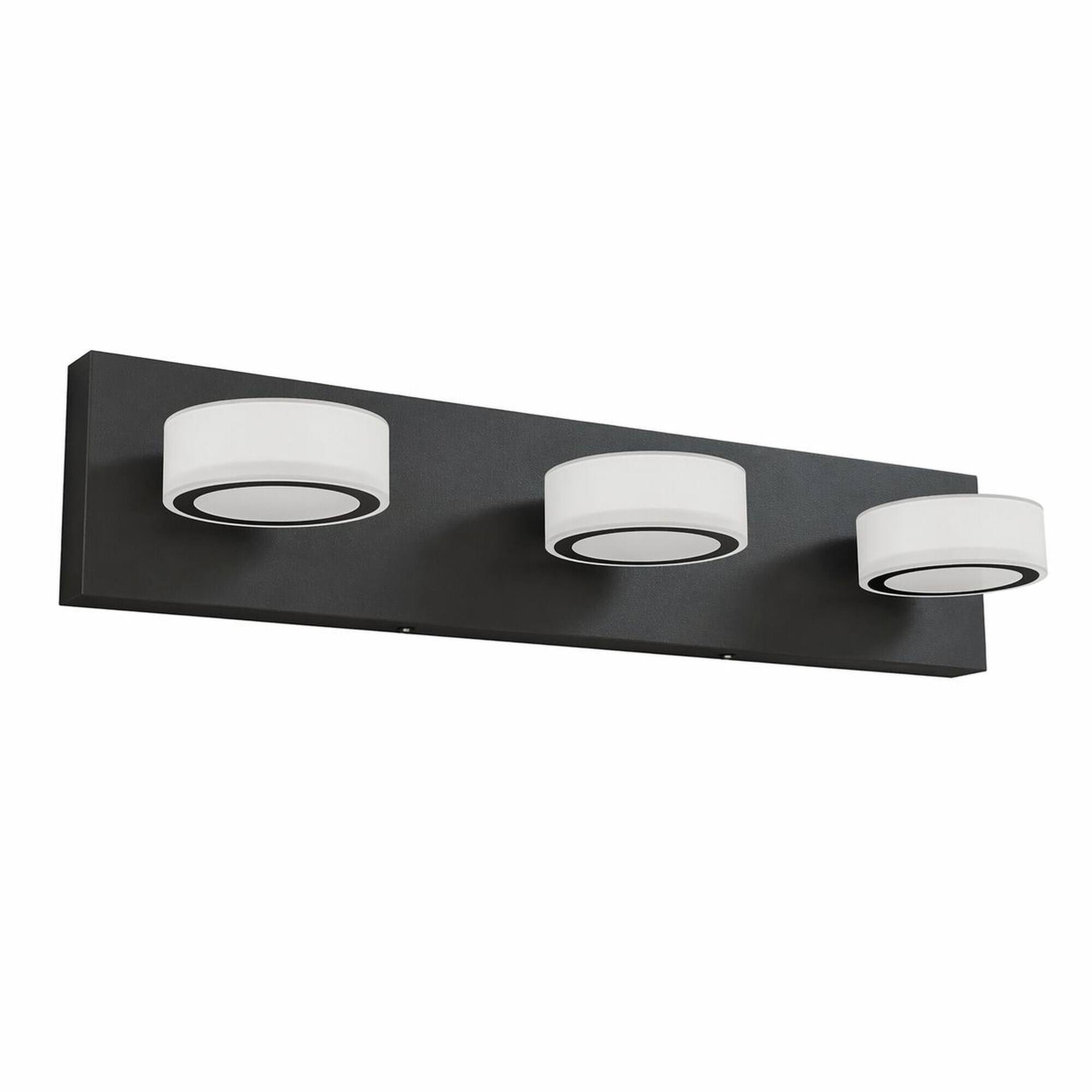 Alt View 4. RYHNUYNE - 21" LED Bathroom Vanity Light,3‑Light Modern Wall Lighting Fixture with Round Acrylic Shade for Bathroom Mirror - Black.