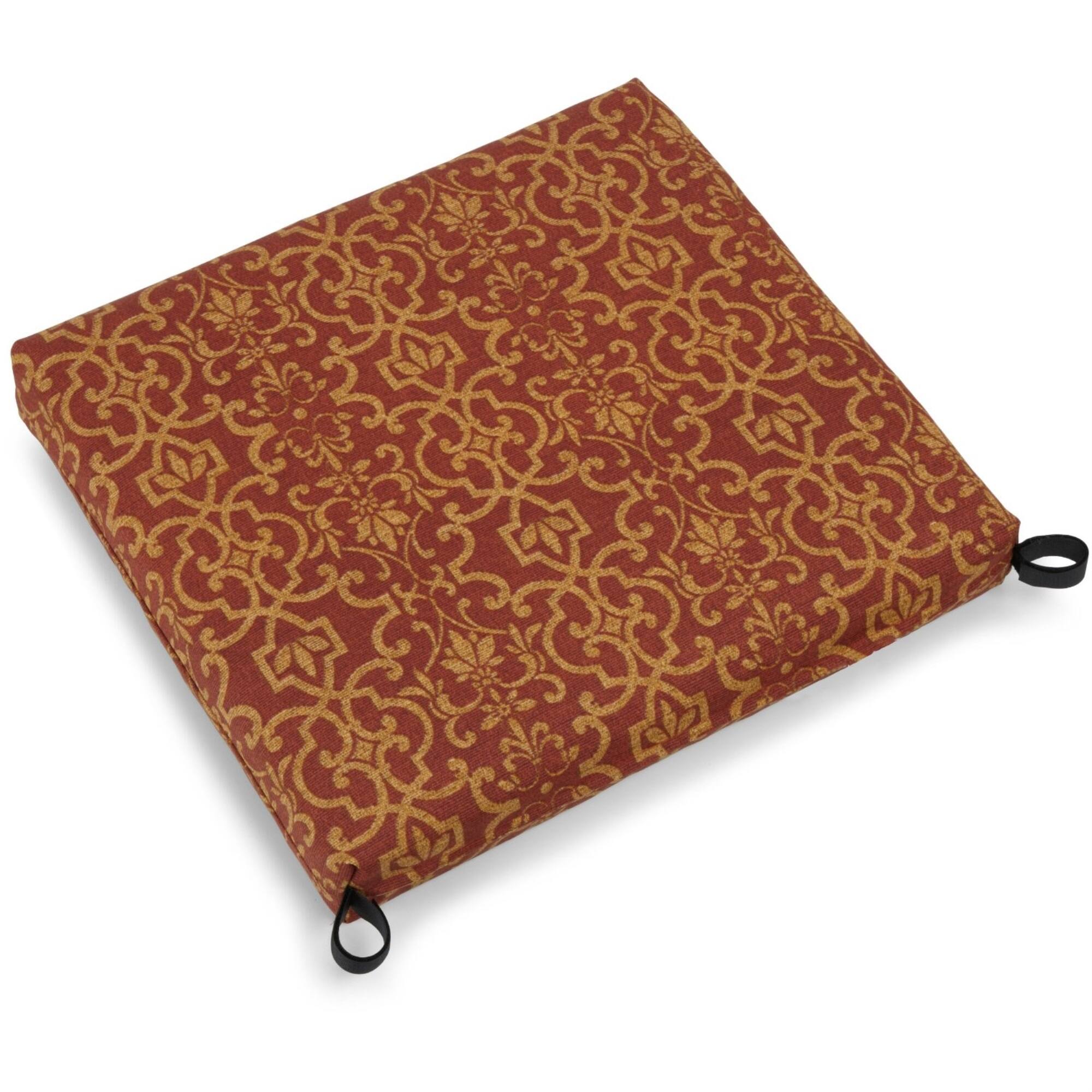 Front. Blazing Needles - 20-inch by 19-inch Spun Polyester Chair Cushion - Vanya Paprika.