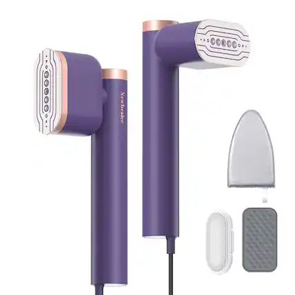 Front. Newbealer - Steamer for Clothes, 1200W Portable Steam Iron, 2 Steam Levels, Horizontal and Vertical Steaming - Purple.