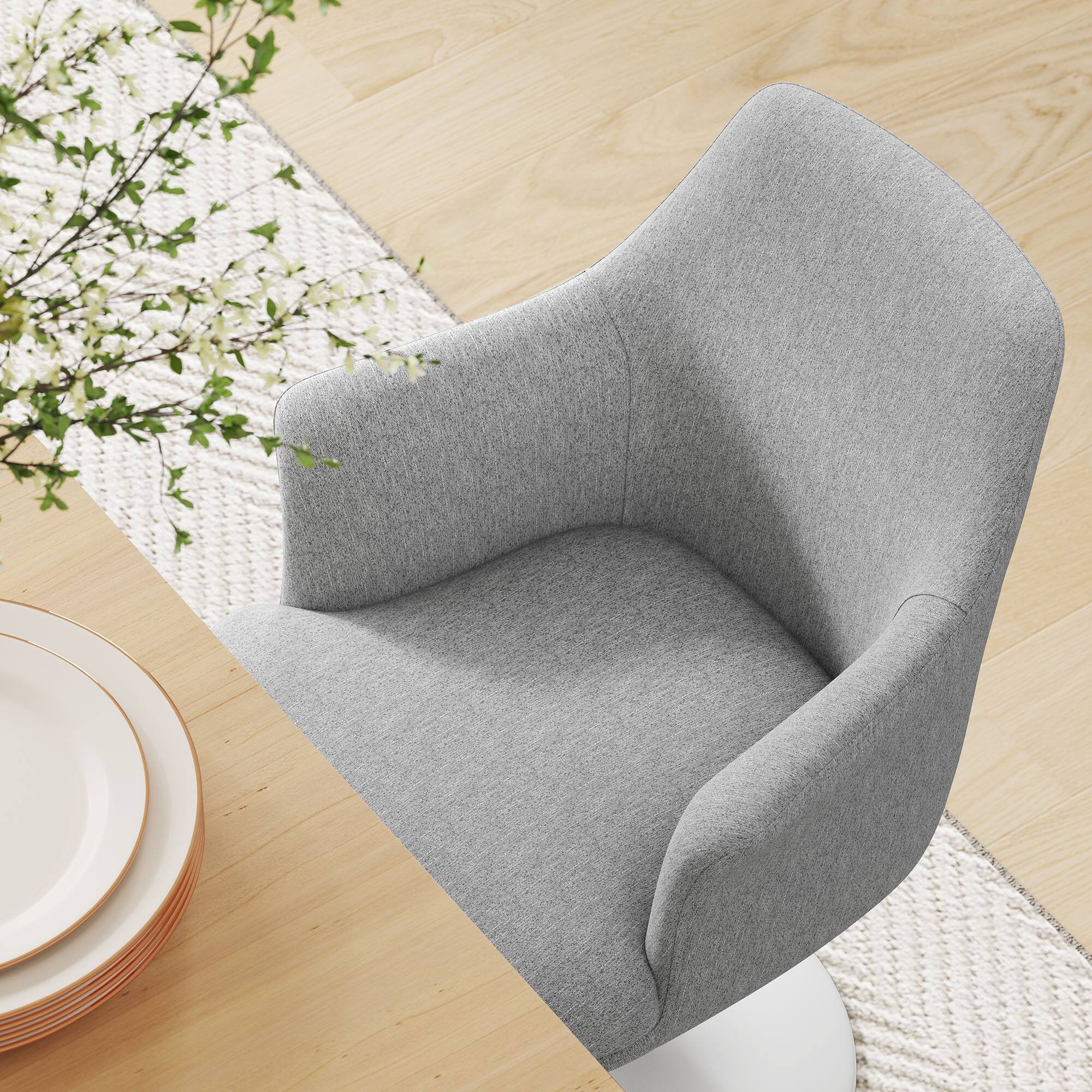 Alt View 2. Modway - Lippa Swivel Dining Armchair - White Light Gray.