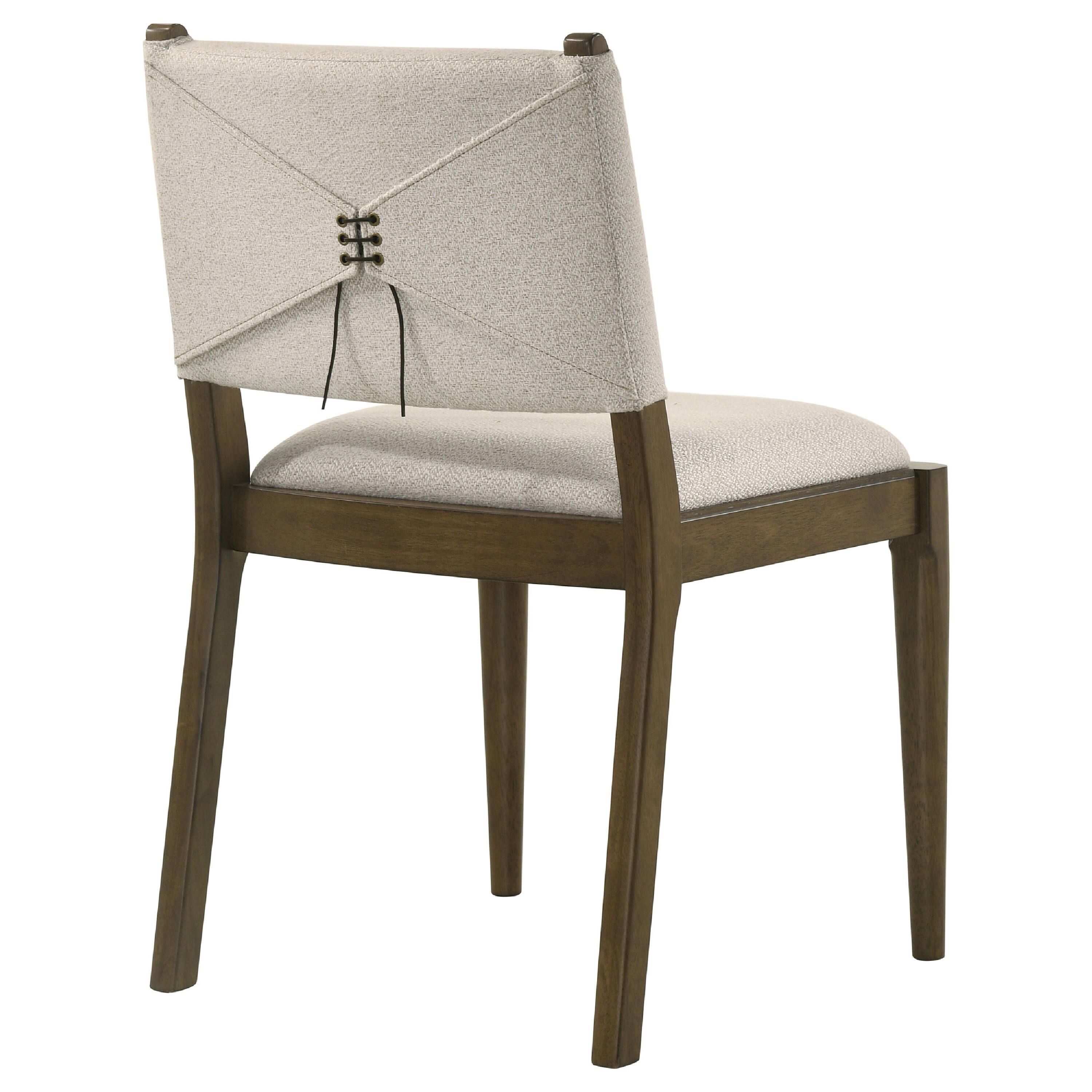 Alt View 2. Manhattan Lane - Clera Upholstered Dining Side Chair, Tie Details, Set of 2, Brown Wood - Brown.