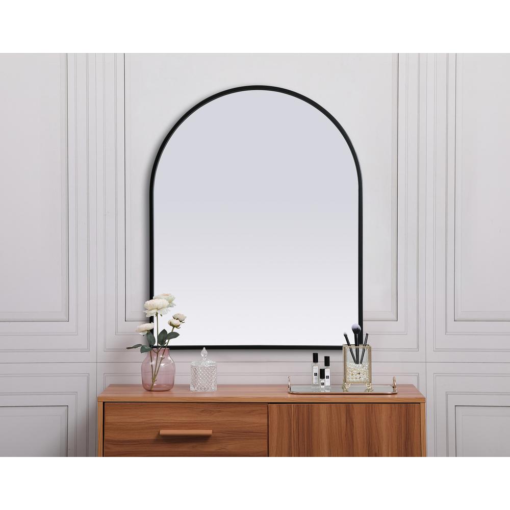 Alt View 3. Elegant Decor - Metal Frame Arch Mirror 24x30 Inch in Black - Black.
