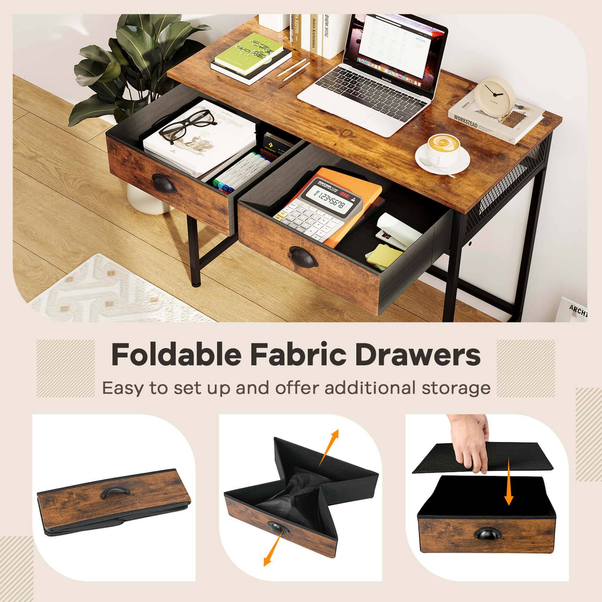 I I I - WORKSTATION - 2 Foldable Fabric Drawers Easy to set up and offer additional storage