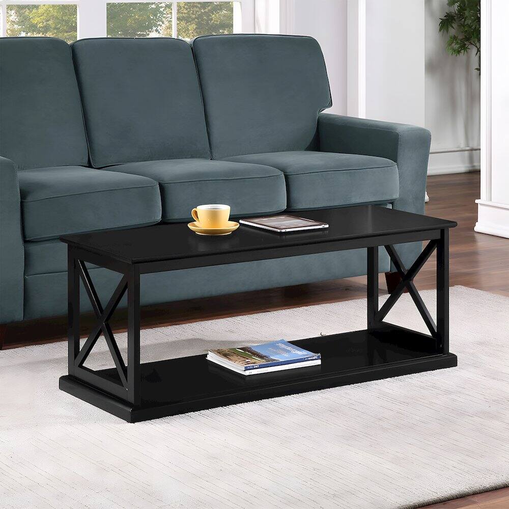 Left. Convenience Concepts - Coventry Coffee Table with Shelf - Black.
