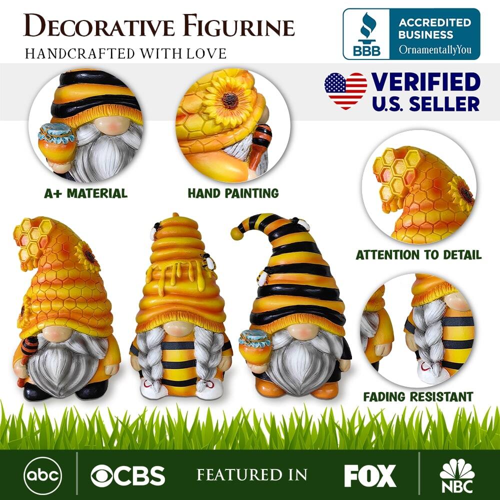 **Decorative Figurine**  
*Handcrafted with Love*

- **A+ Material**
- **Hand Painting**
- **Attention to Detail**
- **Fading Resistant**

**Verified U.S. Seller**

**Featured in**  
- ABC  
- CBS  
- FOX  
- NBC  

**Accredited Business**  
OrnamentallyYou  
BBB