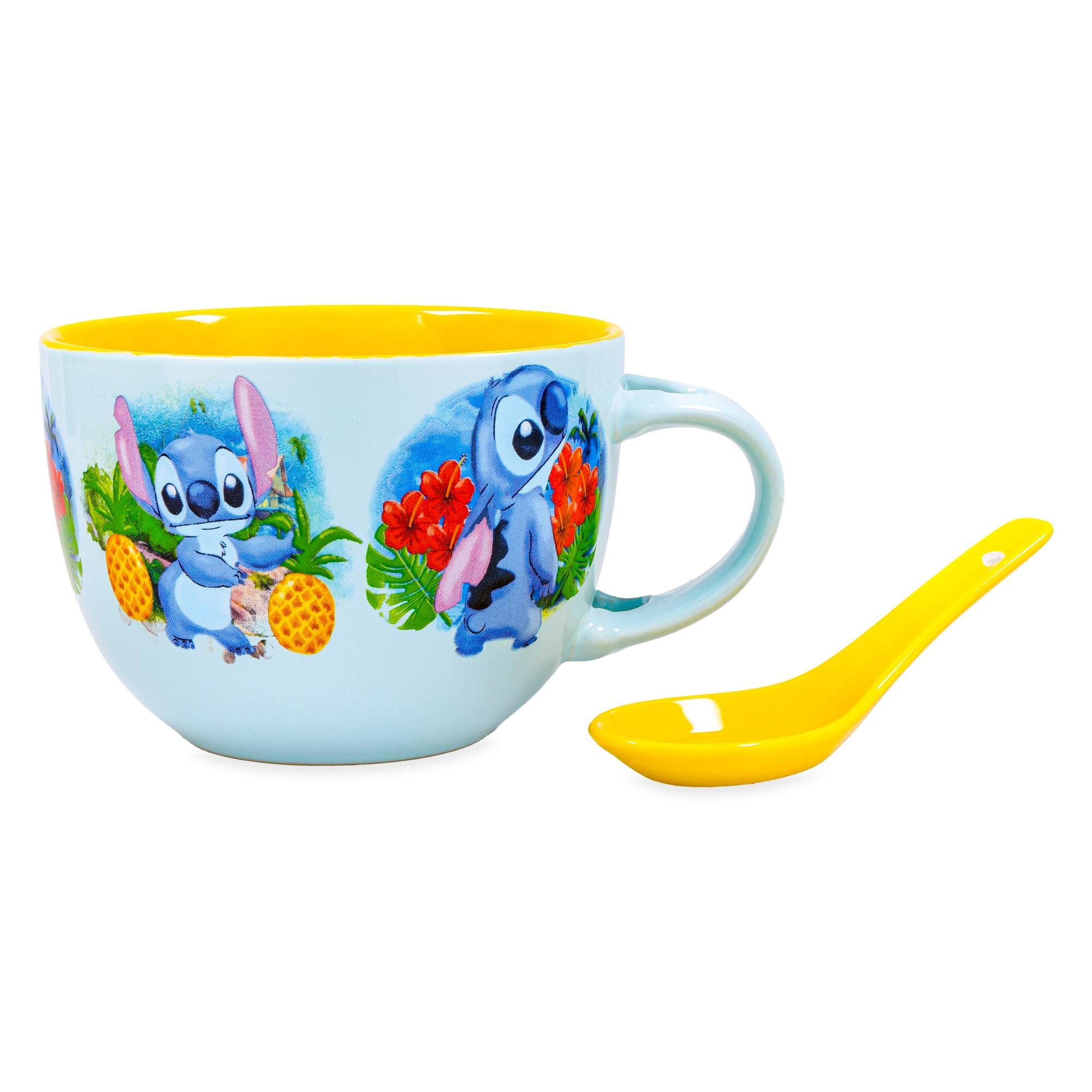 Alt View 1. Silver Buffalo - Disney Lilo & Stitch Tropical Ceramic Soup Mug With Spoon | Holds 24 Ounces - Blue.