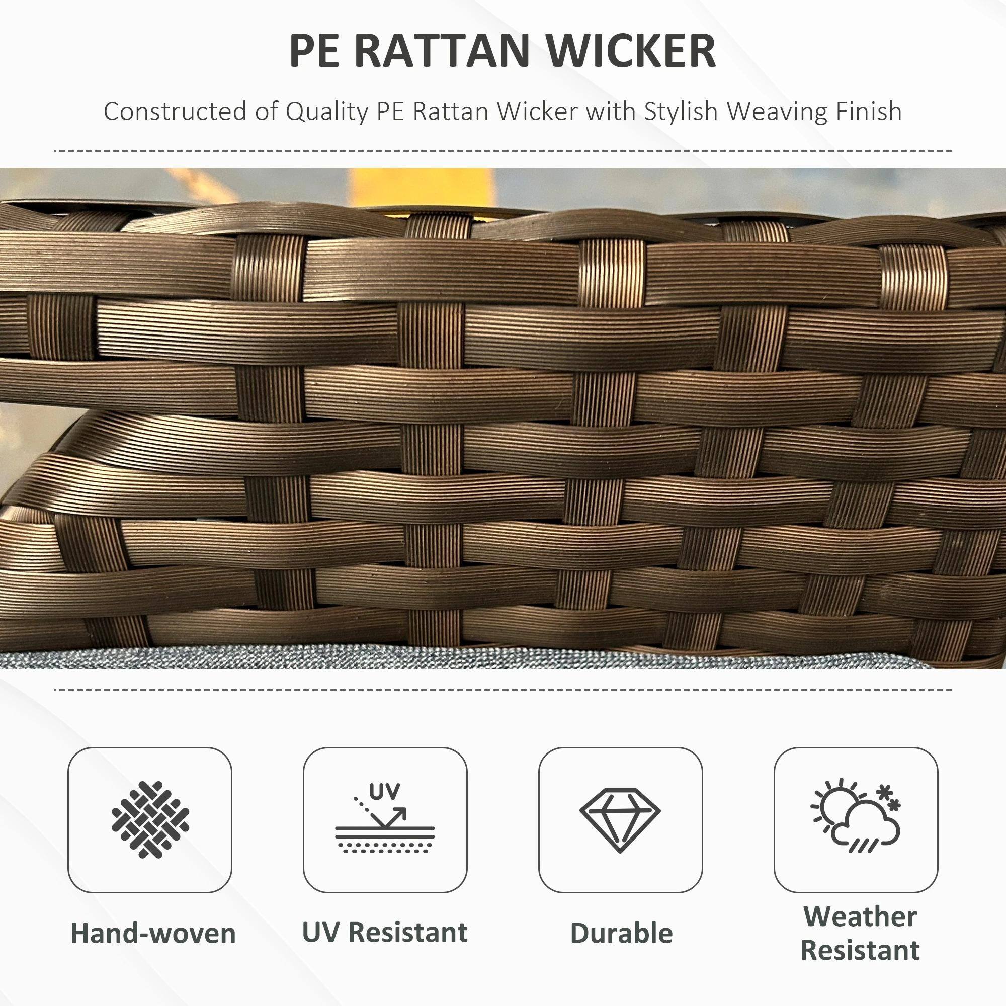 PE RATTAN WICKER

Constructed of Quality PE Rattan Wicker with Stylish Weaving Finish

- Hand-woven
- UV Resistant
- Durable
- Weather Resistant