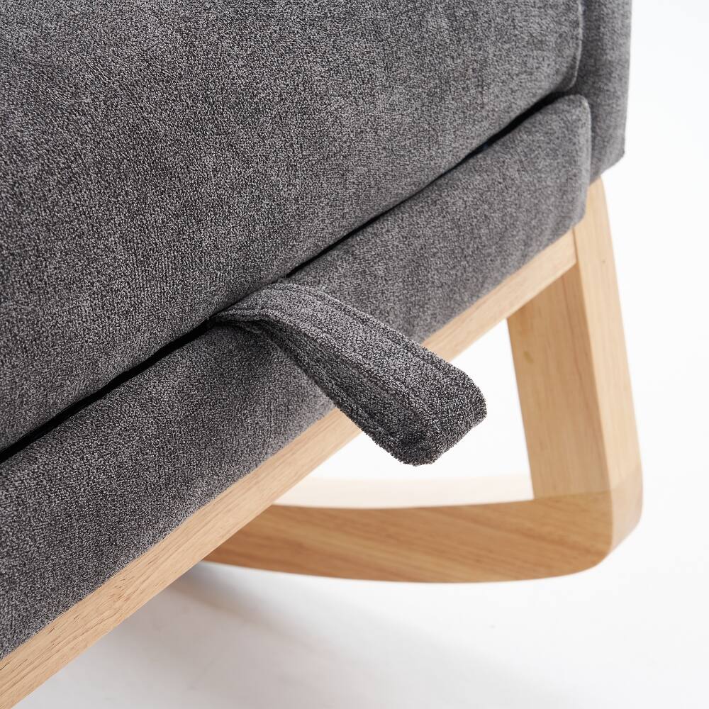 Alt View 3. Loheer - Loheer Gray Accent Rocking Chair High Back Nursery Rocker with Rubber Wood Base - Gray.