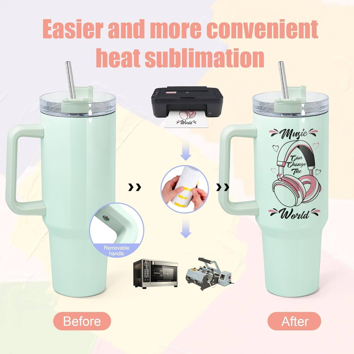 Easier and more convenient heat sublimation. World Music Tan Thang. The removable handle. Before and After.
