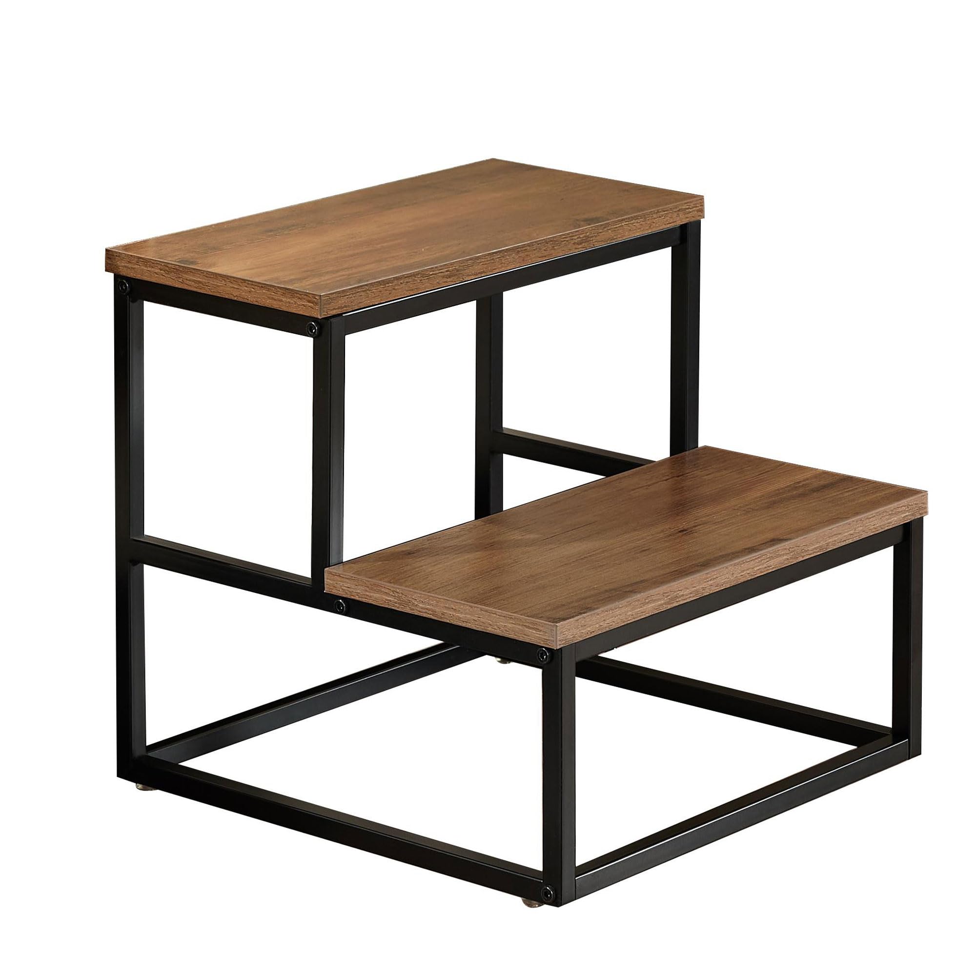 Alt View 2. Kings Brand Furniture - Kings Brand Furniture Axel 2-Step Step Stool – Lightweight, Durable & Modern Design Wooden Steps & Metal Frame - Brown.