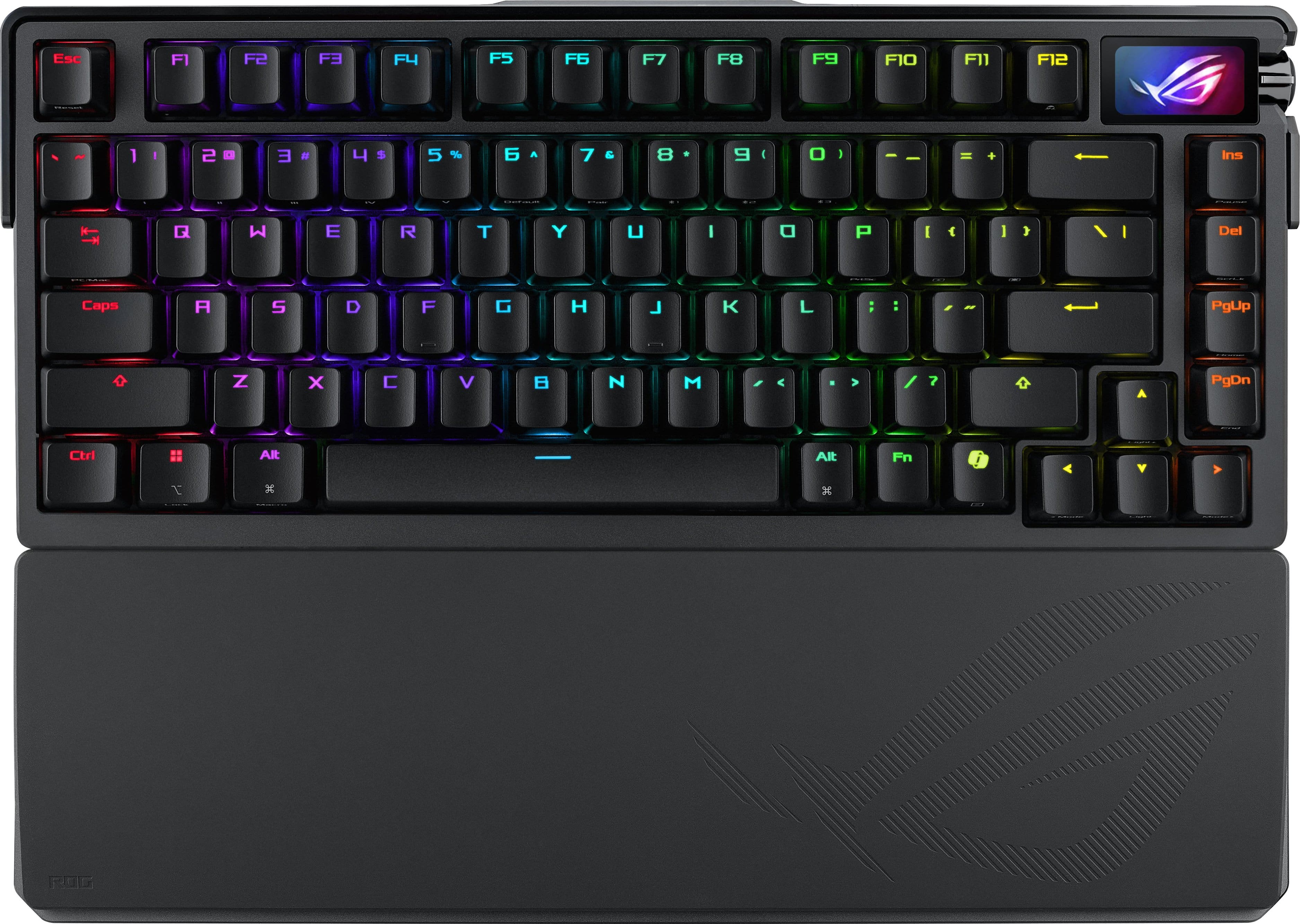 ASUS - ROG Azoth Extreme 75% Wireless Mechanical Gaming Keyboard with ROG NX Snow Linear Switches and Color OLED Touchscreen - Black - Front_Zoom