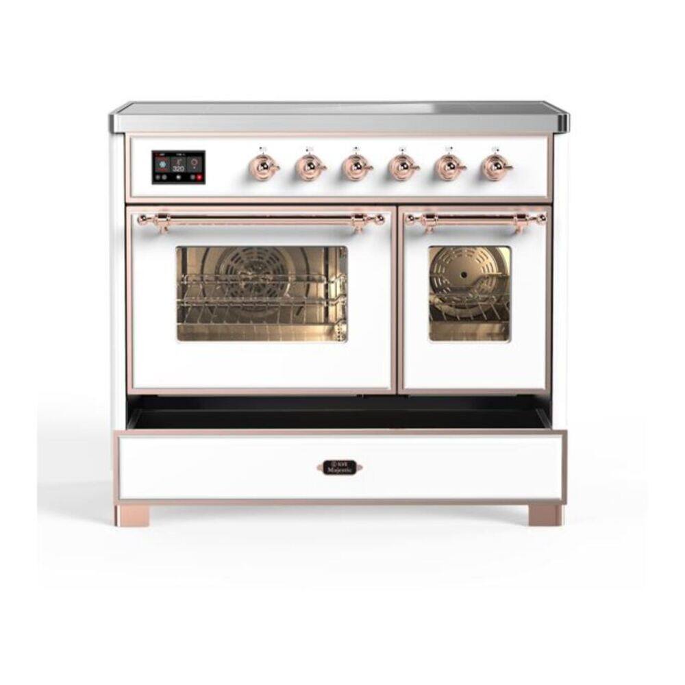 Alt View 8. ILVE - ILVE Majestic II 40 inch Induction Range with 6 Elements (White, Copper Trim) - White.