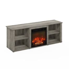 Furinno - Classic 60 Inch TV Stand with Fireplace - French Oak Grey