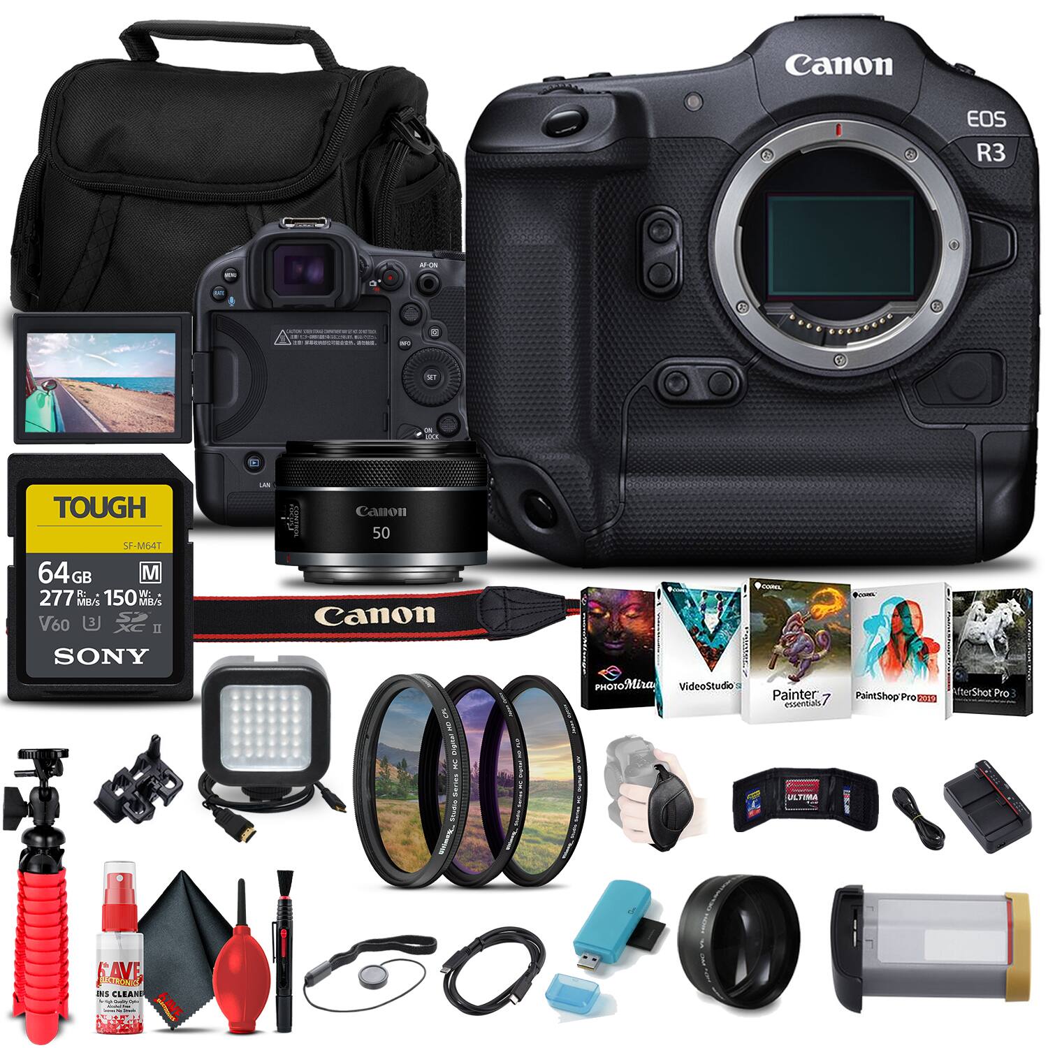 Canon EOS R3 4I + | ......... | a . ST TOUGH SF-M64T 64GB M E. H W 277 MB/ 150 MRA V60 SONY - Canon ! 50 Canon E E I i 1 2 m I I ariRotom VideoStudie I - Painter 7 essentials MFIA o PaintShop Pro BOOTED ierShot Pro FAVE, as CLLEARD