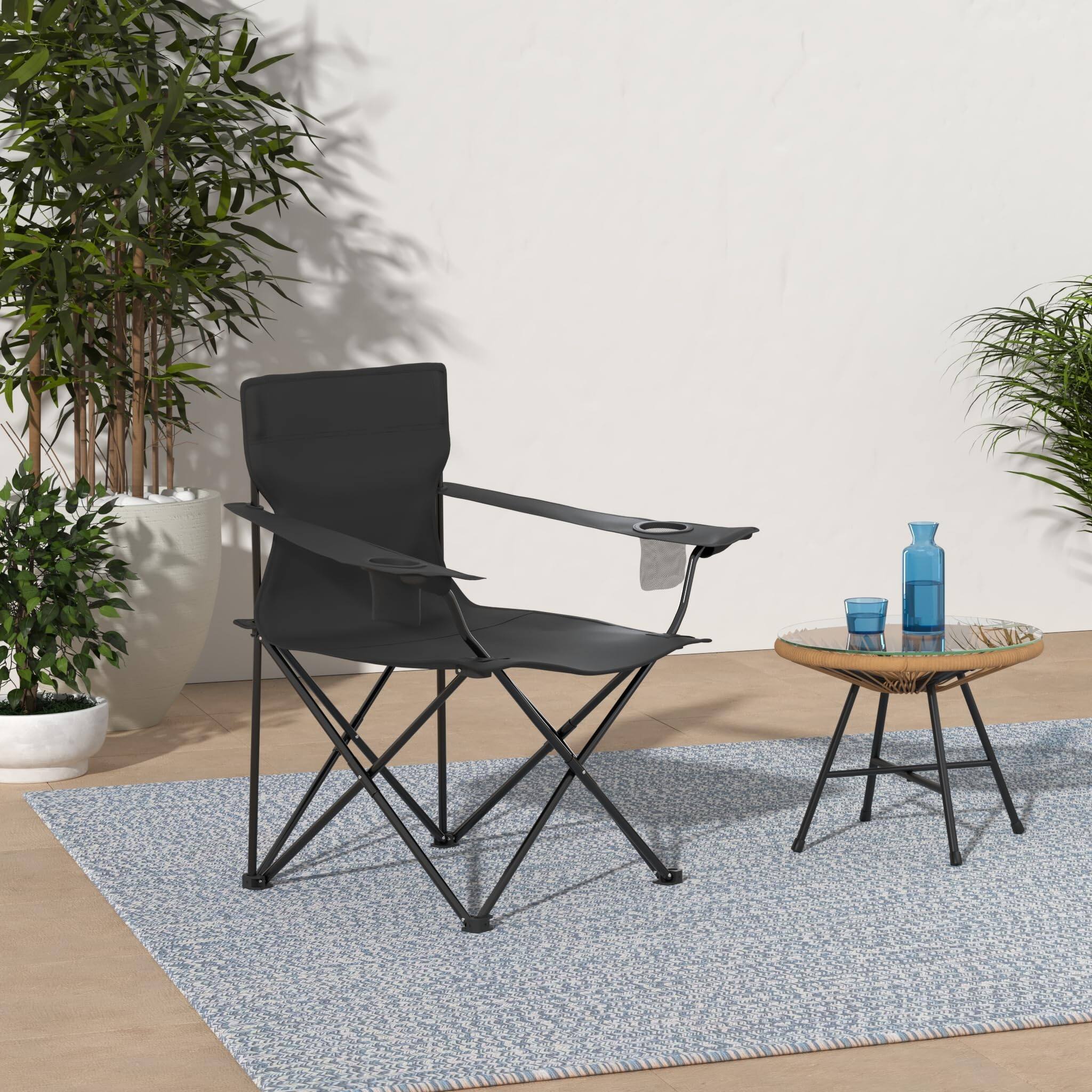 Angle. JETRANSPORT - Foldable Camping Chair Set Of 2 Folding Camp Chairs For Adults Large Portable Lawn Outdoors Fishing Hiking - Blue 2.