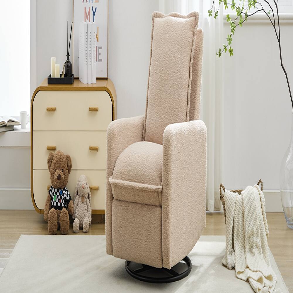 Alt View 6. Loheer - Loheer Swivel Rocker Recliner Teddy Fleece Glider Nursery Rocking Chair for Baby Room Oatmeal - Oatmeal.