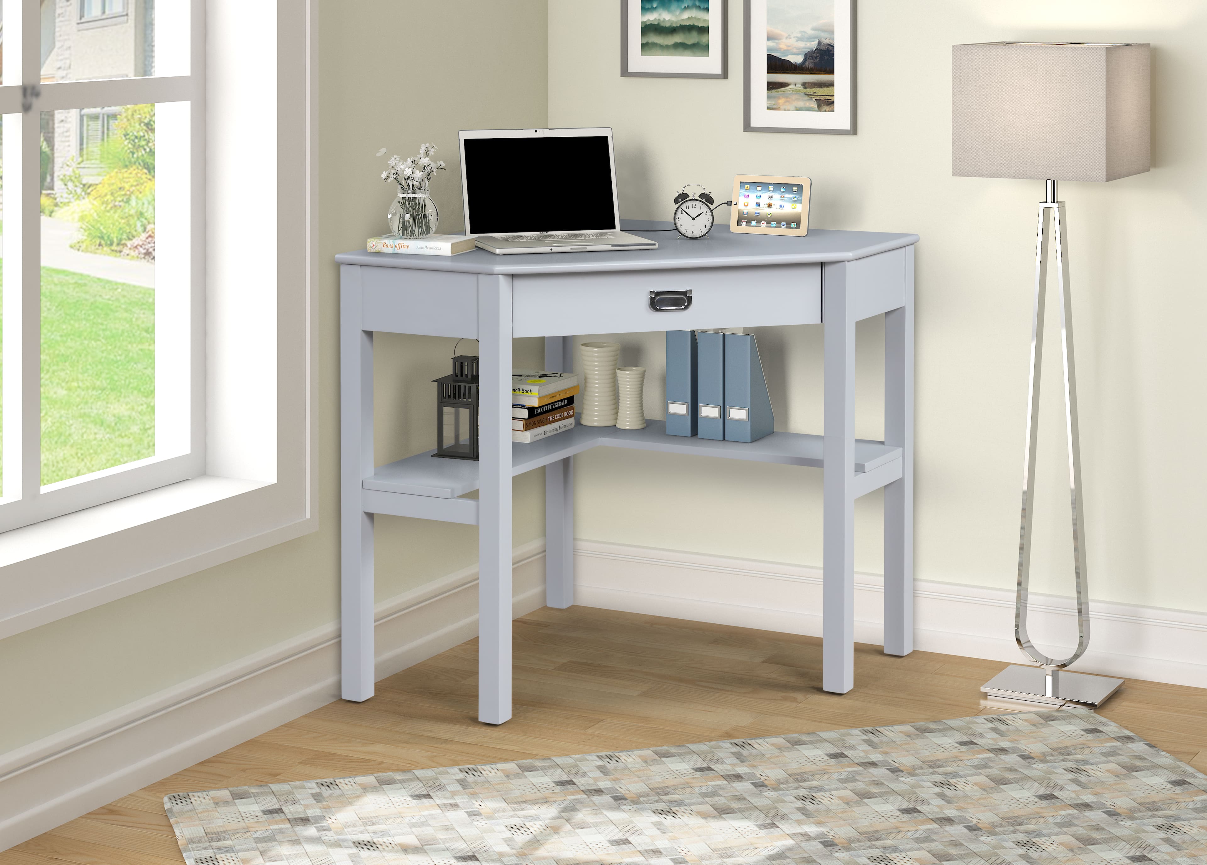 Alt View 15. Linon Home Décor - Penrose Corner Desk With Keyboard Tray - Gray.