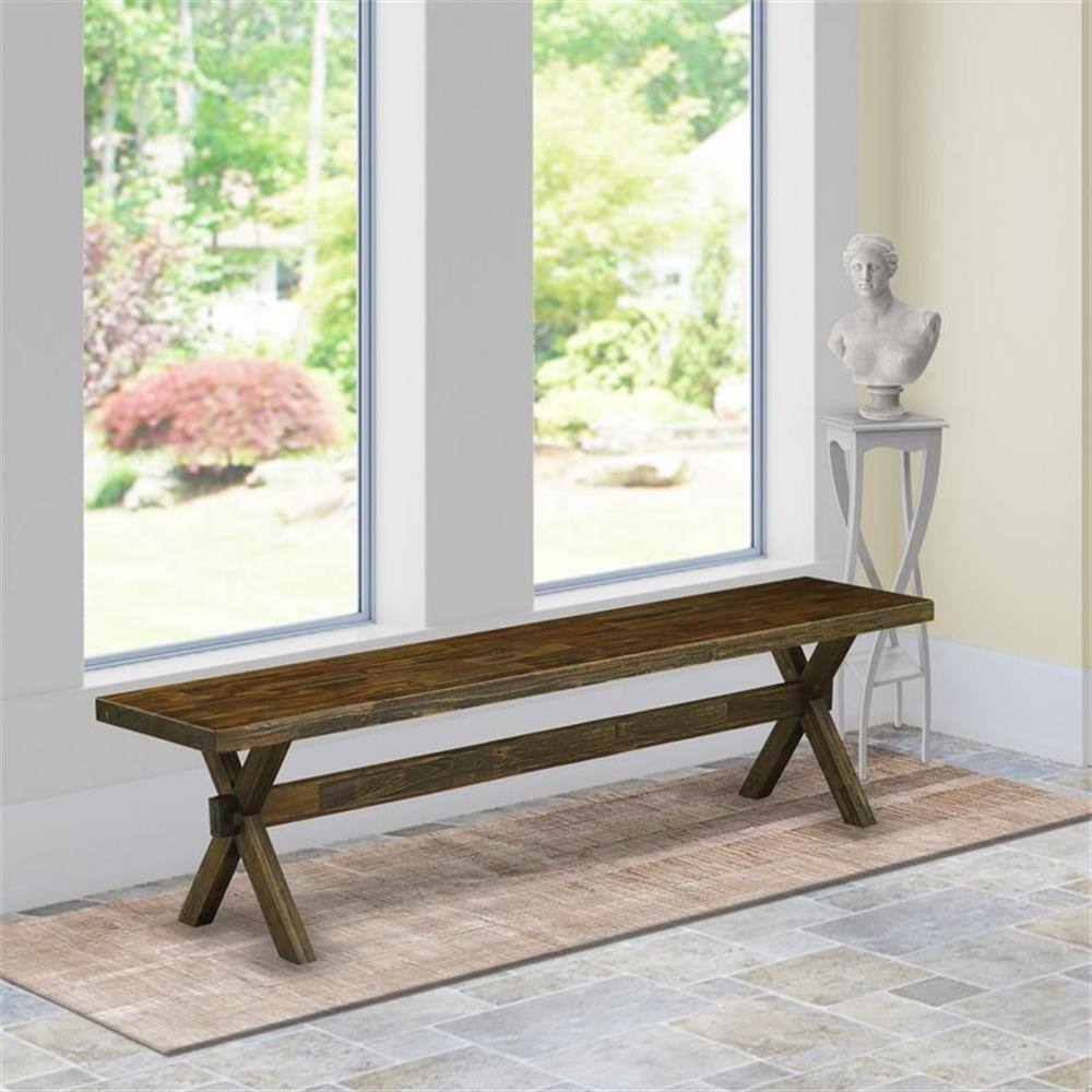 Alt View 1. East West Furniture - X-Style Modern Dining Room Bench with Wooden Seat - Brown.