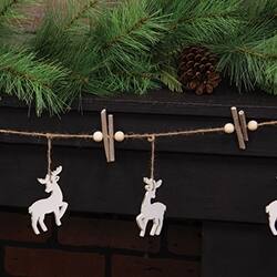Left. BreeBe - Woodland Deer Garland - 48" - White.