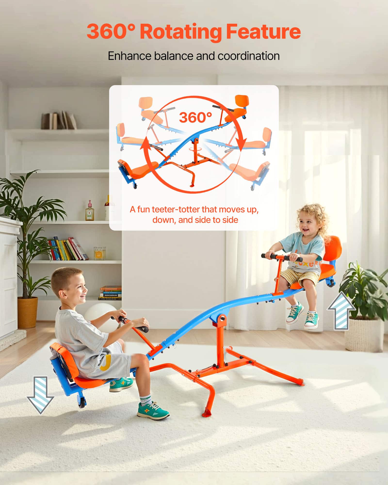 VEVOR Kids Seesaw, 300 lbs Load Capacity, Sit and Spin Teeter