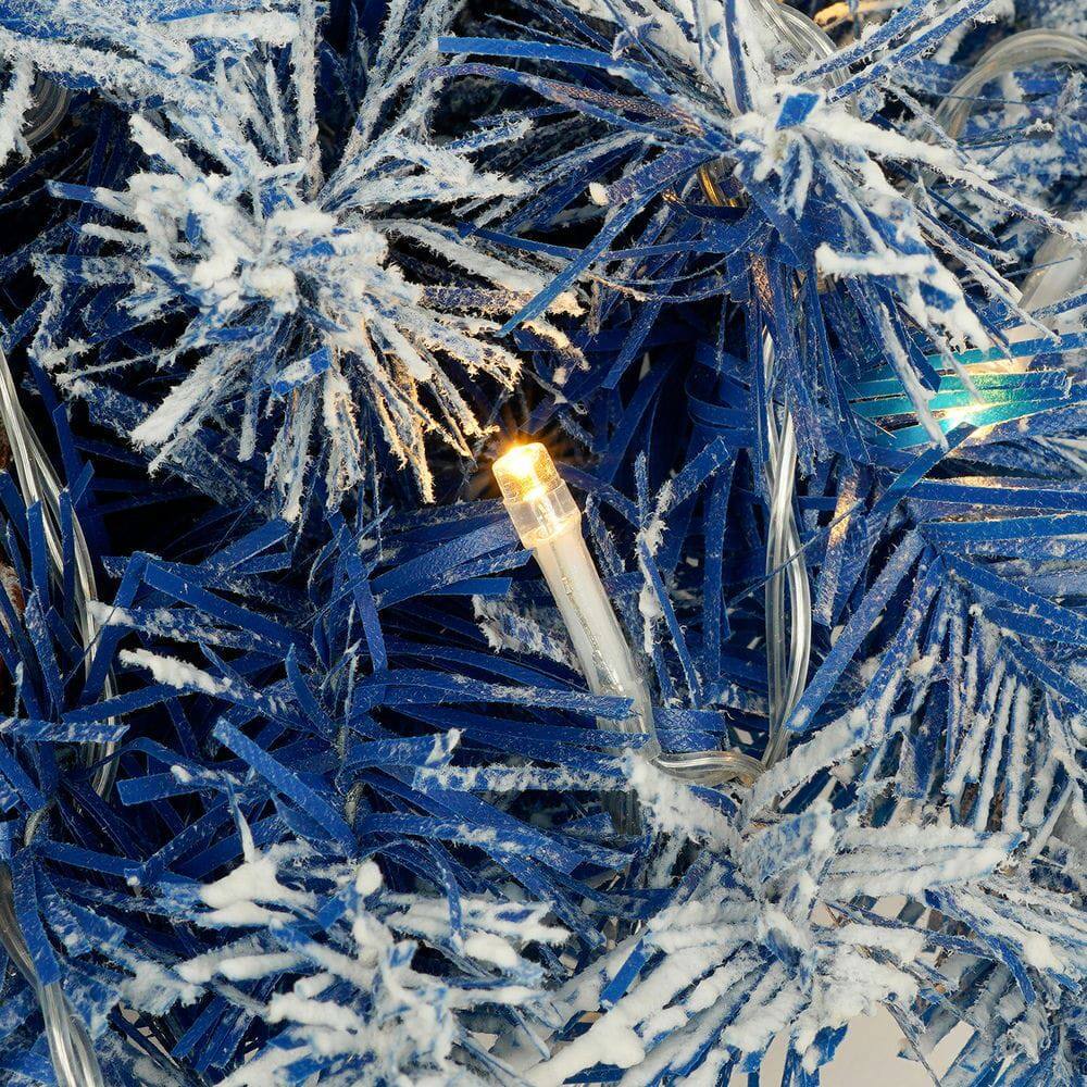 Left. Resenkos - 4-Piece Pre-Lit Christmas Set with LED Garland, Wreath, and Two Decorative Entryway Trees, Blue - Blue.