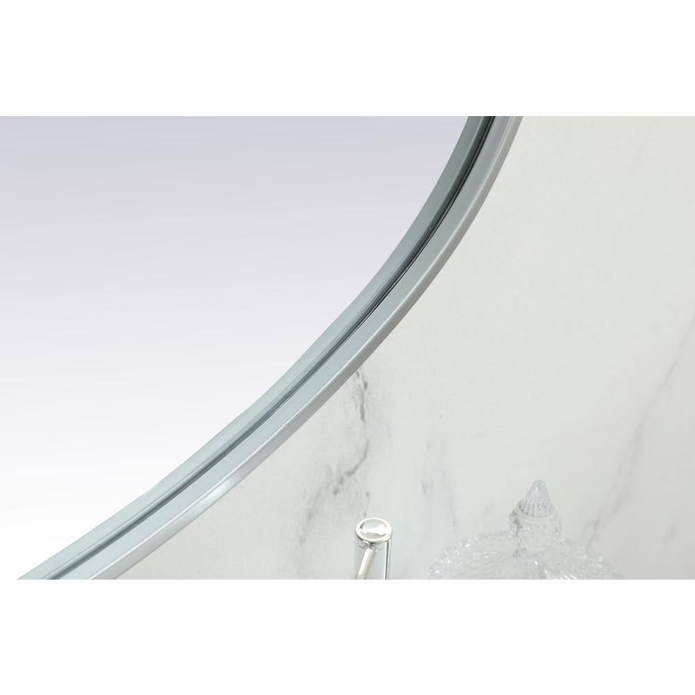 Alt View 2. Elegant Decor - Metal Frame Oval Mirror 24x48 Inch in Silver - Silver.