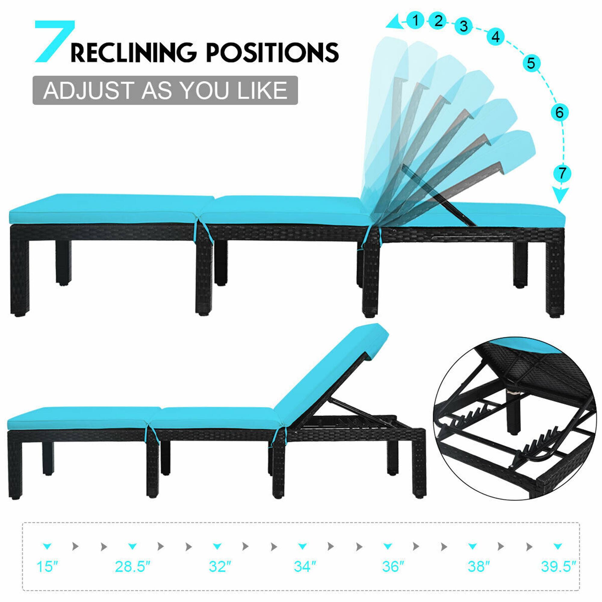7 RECLINING POSITIONS ADJUST AS YOU LIKE 1 2 3 4 5 6 7 15" 28.5" 32" 34" 36" 38" 39.5"