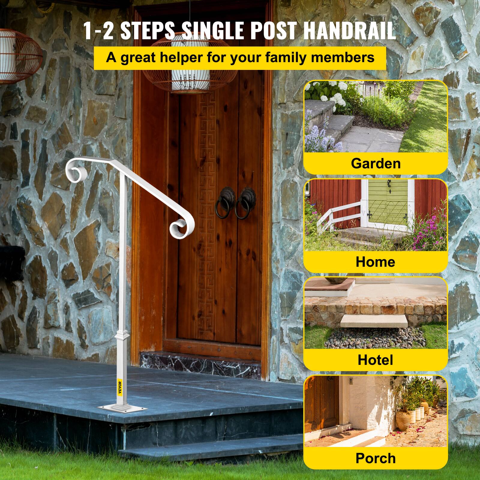 1-2 STEPS SINGLE POST HANDRAIL A great helper for your family members Garden Home Hotel Porch MOAZA