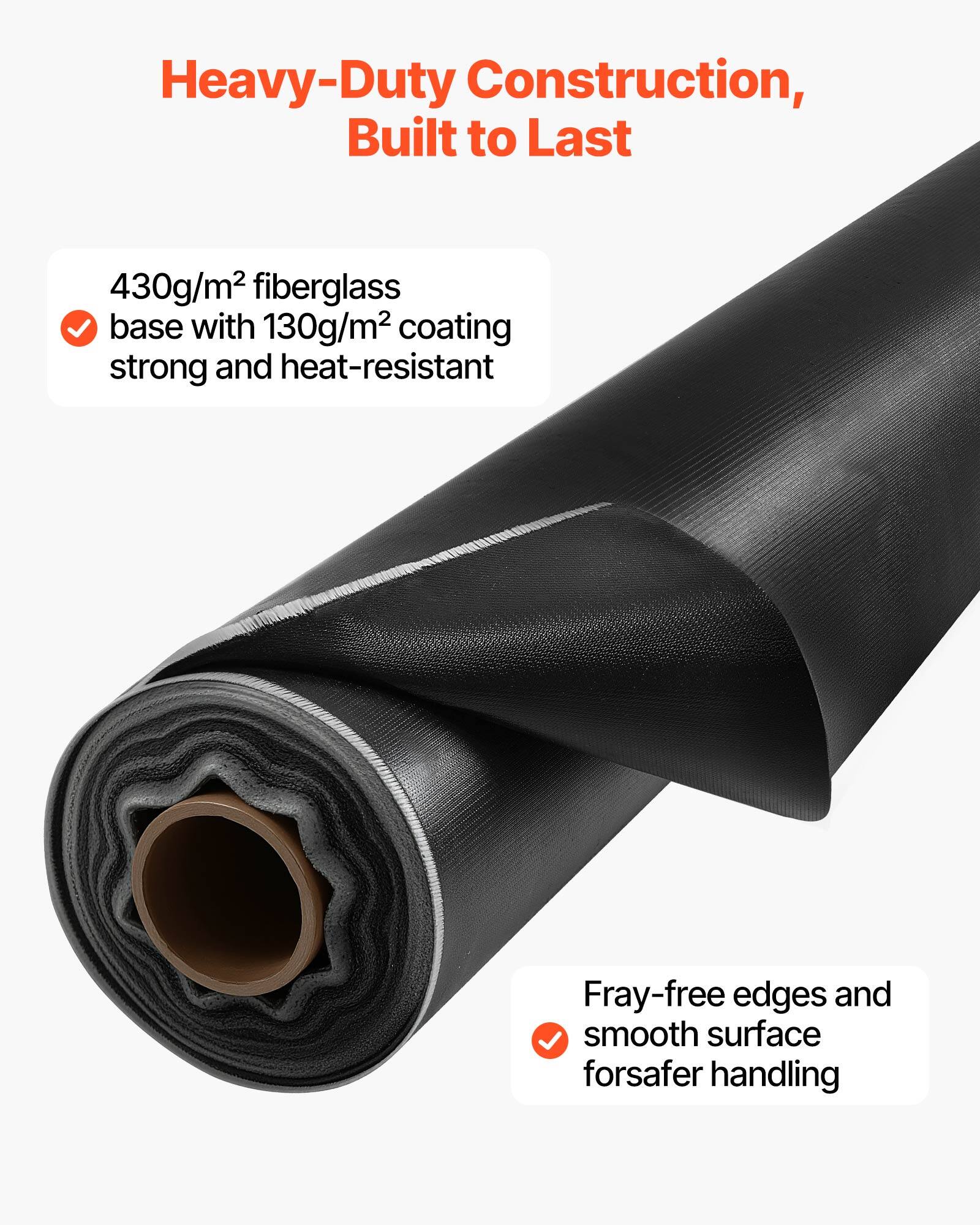 Heavy-Duty Construction, Built to Last

- 430g/m² fiberglass base with 130g/m² coating strong and heat-resistant
- Fray-free edges and smooth surface for safer handling