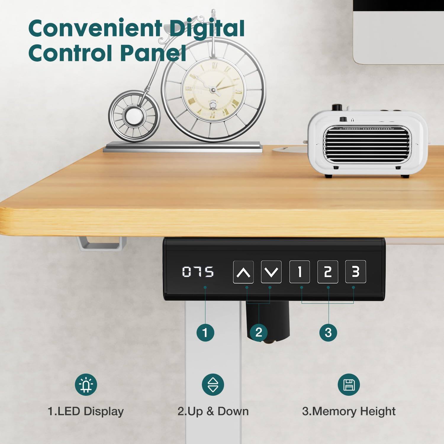 Convenient Digital Control Panel

1. LED Display
2. Up & Down
3. Memory Height
