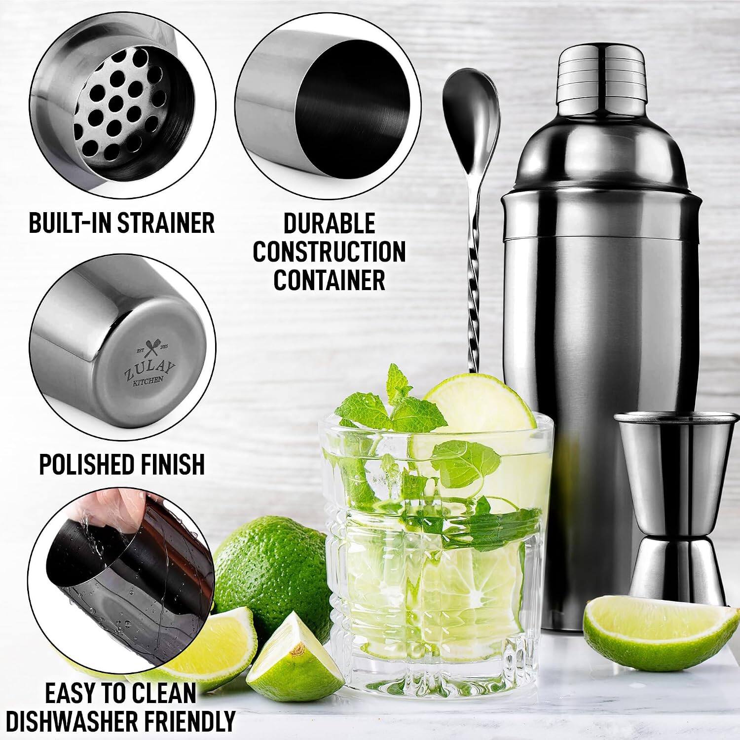 BUILT-IN STRAINER  
DURABLE CONSTRUCTION CONTAINER  
POLISHED FINISH  
EASY TO CLEAN  
DISHWASHER FRIENDLY