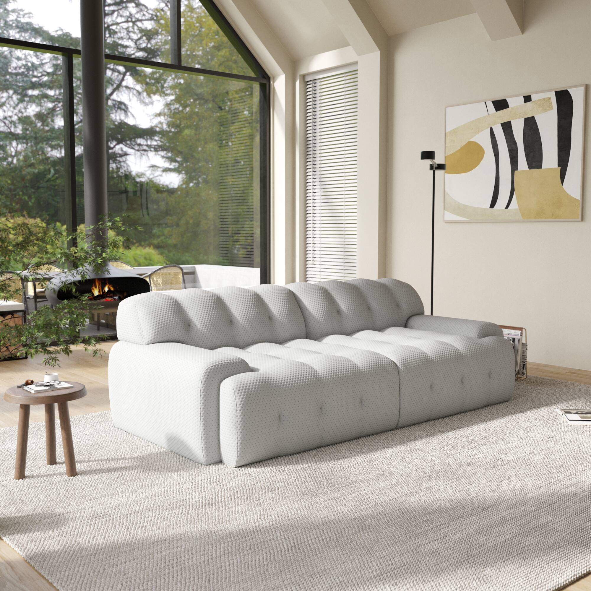 Alt View 1. Yardgrace - 102.4in Modular Sectional Couch, 2 Seats Breathable Floor Sofa, Modern Couch, Green - Grey.