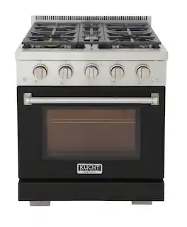 Kucht - Professional 30 in. 4.2 cu. ft. Propane Gas Range and Convection Oven in Black with True Simmer Burners - Black