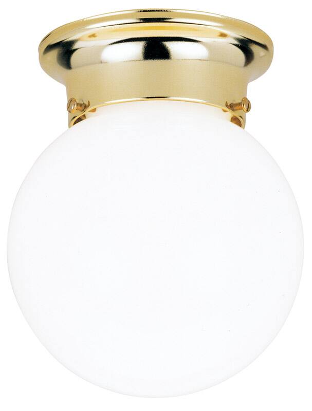 Angle. Westinghouse - Westinghouse 7-1/4 in. H X 6 in. W X 6 in. L Polished Brass White Ceiling Light.