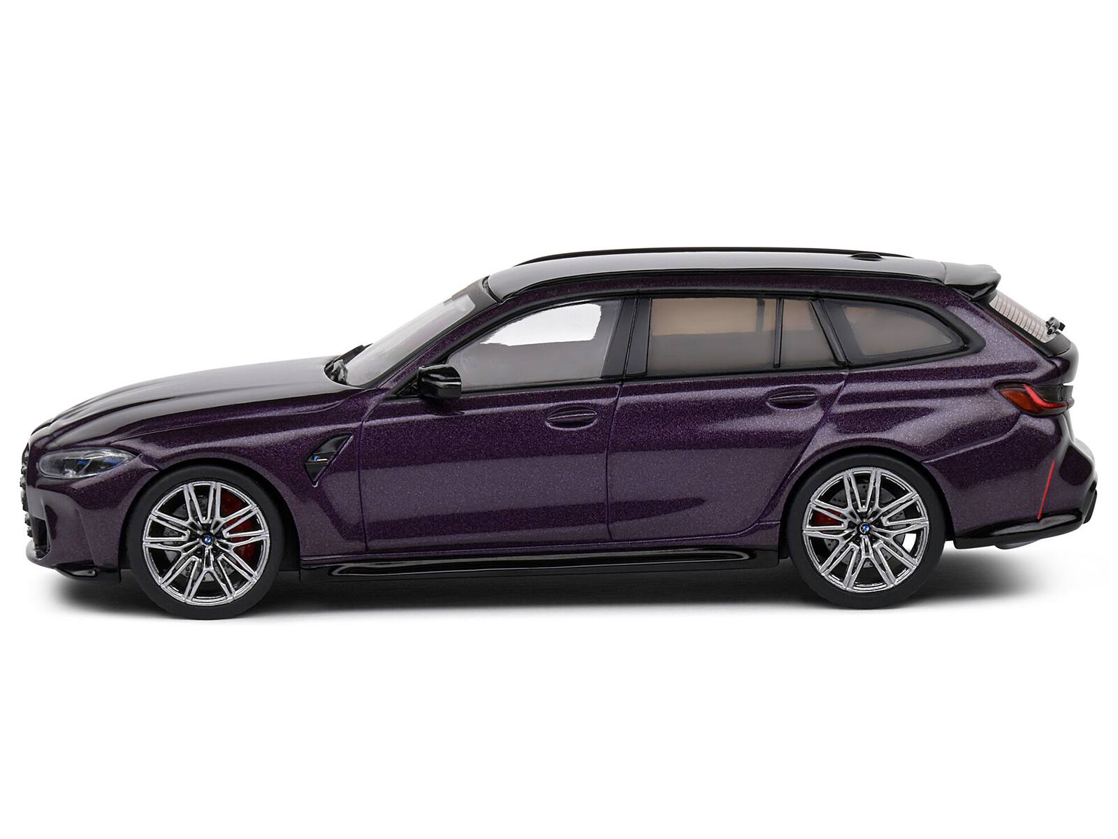 Angle. Solido - 2023 BMW M3 Touring (G81) Competition Daytona Violet Metallic with Black Top 1/43 Diecast Model Car by Solido - Violet Metallic with Black.
