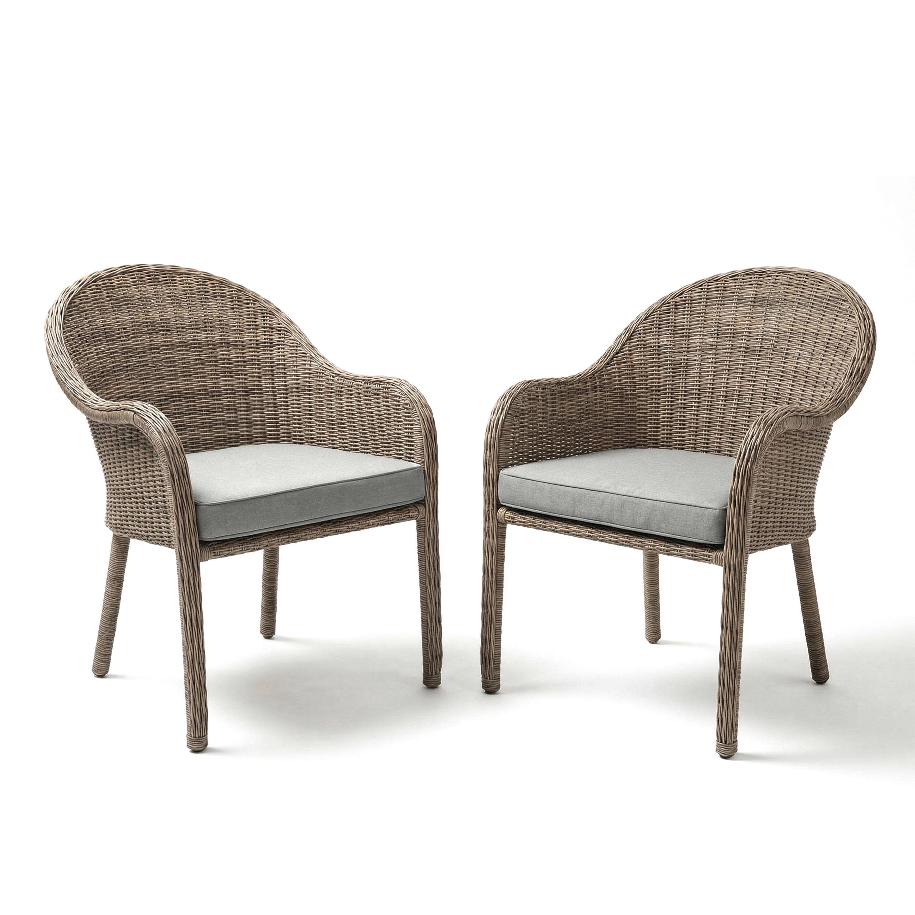 Front. Martha Stewart - Lily Pond Set of 2 Indoor-Outdoor Stackable Patio Dining Armchairs with All-Weather Seat Cushions - Gray Cushions/Weathered Gray Frame.