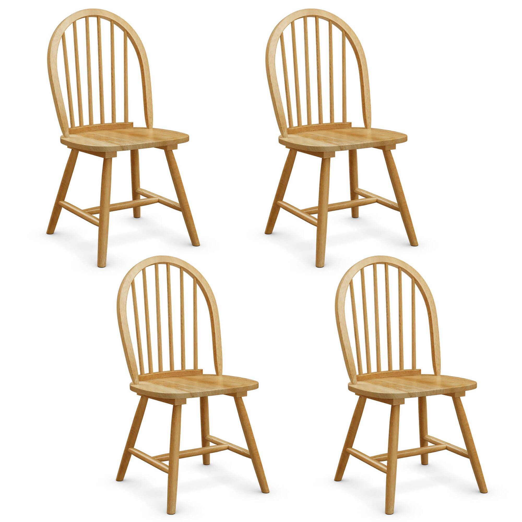 Front. Costway - Costway 4 PCS Vintage Windsor Dining Side Chair Wood Spindleback Kitchen - Natural.