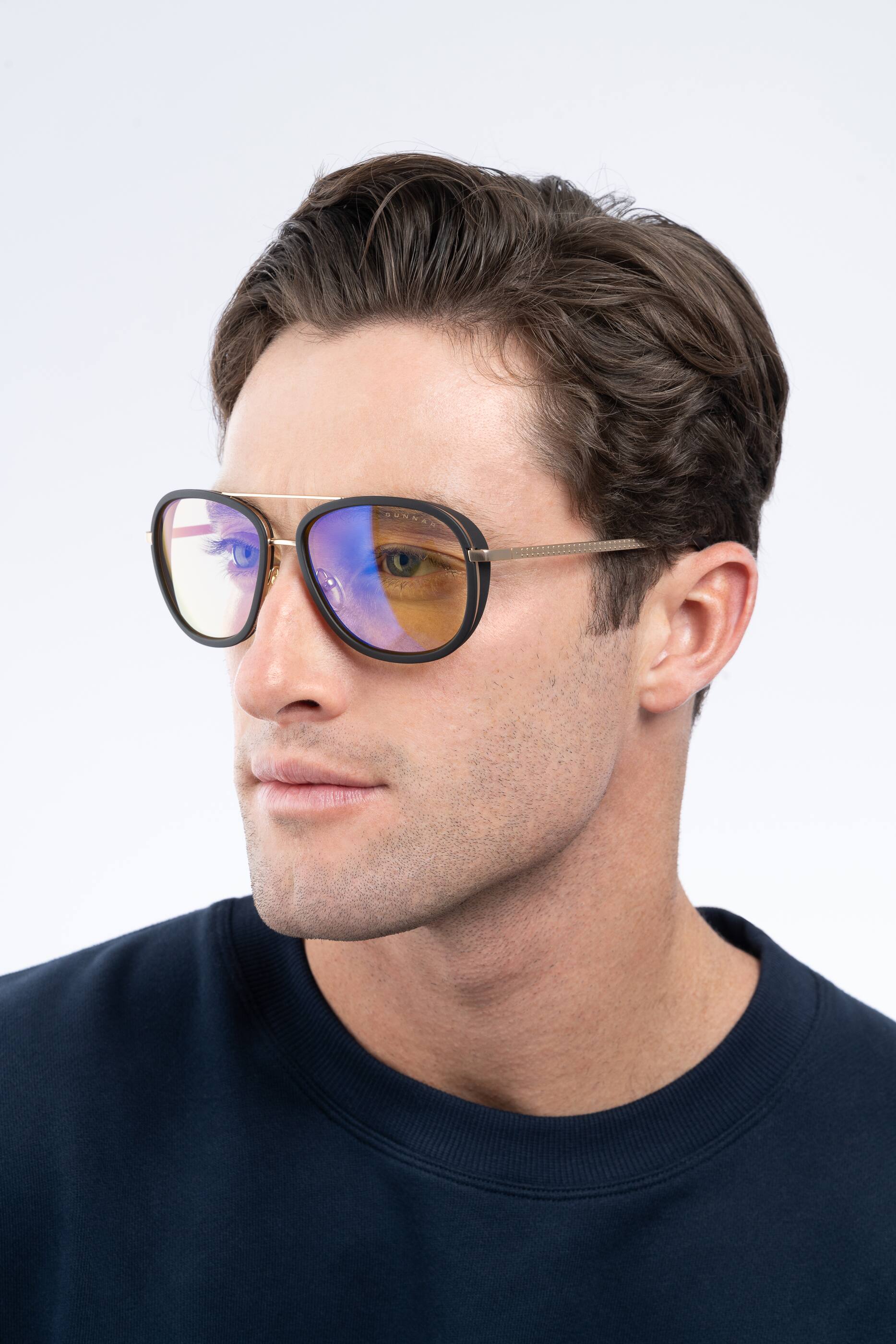 Alt View 3. GUNNAR - Dume Computer Glasses with Blue Light Reduction, Amber Lenses - Gold.