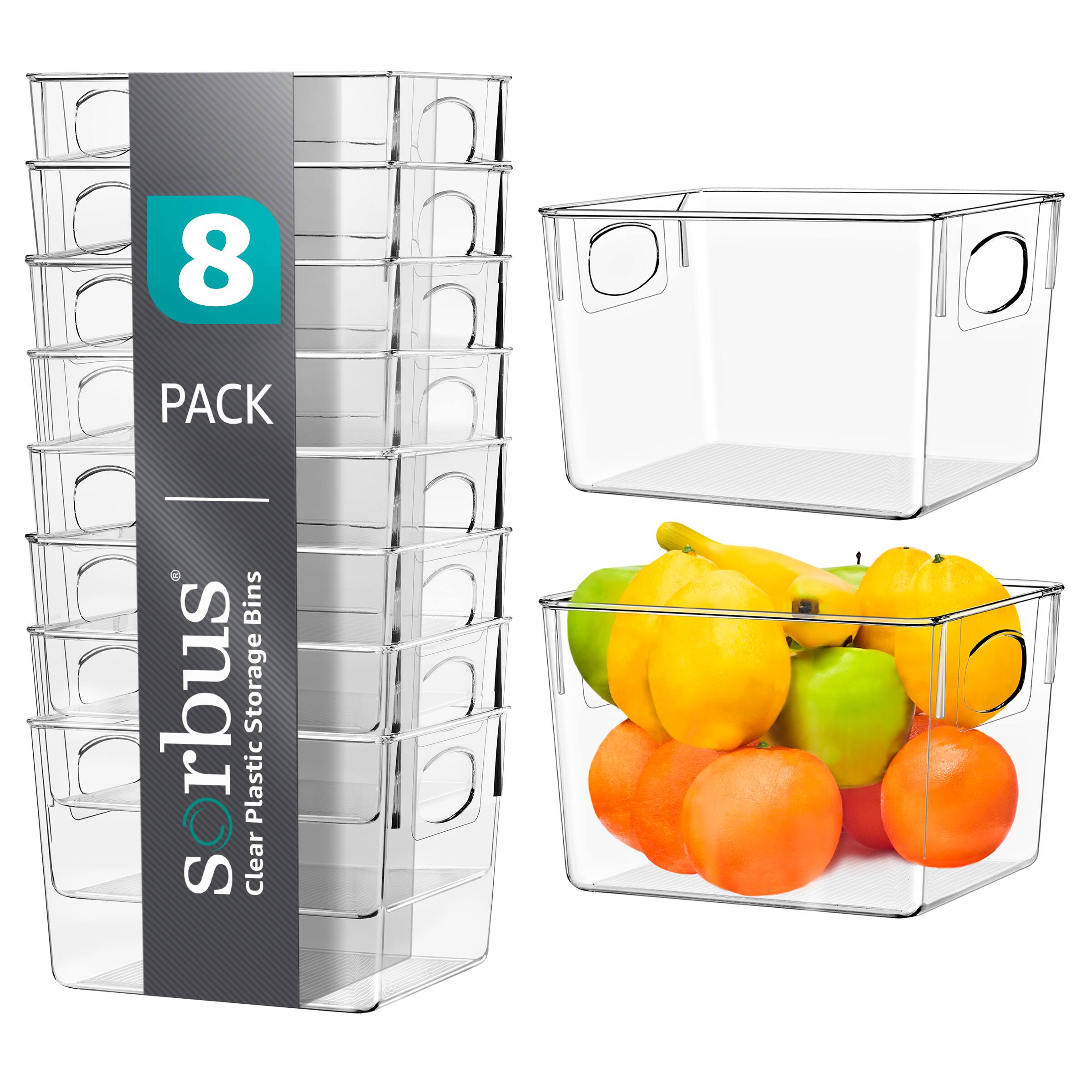 8 PACK  
Sirbus  
Clear Plastic Storage Bins