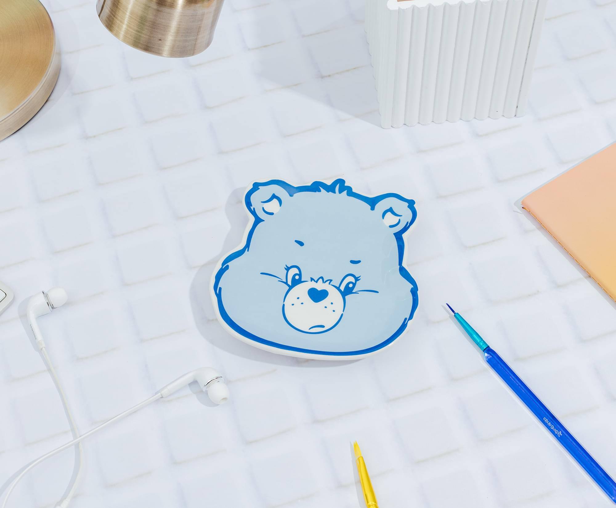 Alt View 10. Silver Buffalo - Care Bears Grumpy Bear Face Sculpted Ceramic Trinket Tray Dish - Blue.