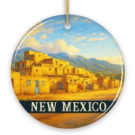OrnamentallyYou - Artistic New Mexico Taos Pueblo Ornament, Native American Heritage Christmas Gift Crnament - Multi-colored