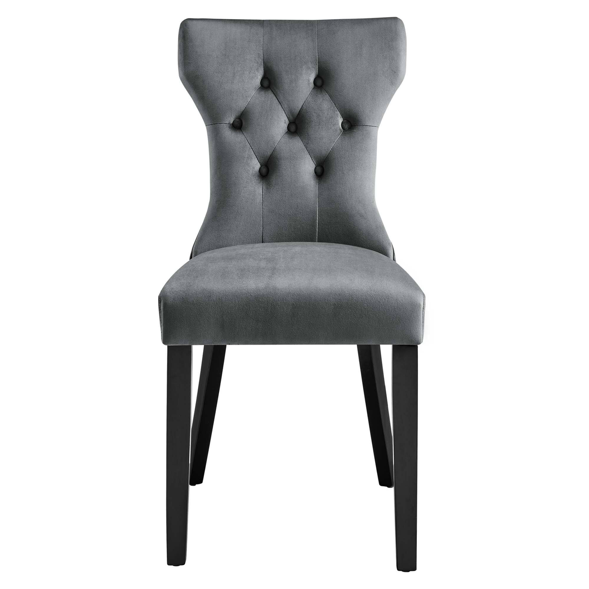Alt View 4. Modway - Silhouette Performance Velvet Dining Chairs Set of 2 by Modway - Gray.