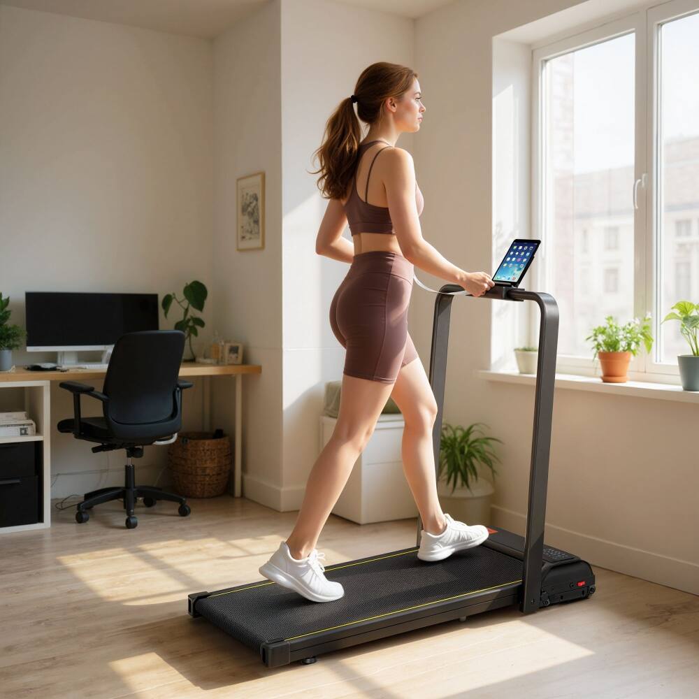 Angle. Loheer - Loheer Walking Pad Treadmill Foldable Under Desk Treadmill - Black.