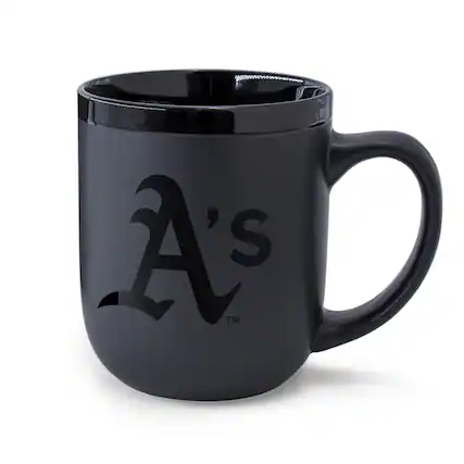 Front. WinCraft - Oakland Athletics 17oz. Black Tonal Ceramic Mug - Multicolor.