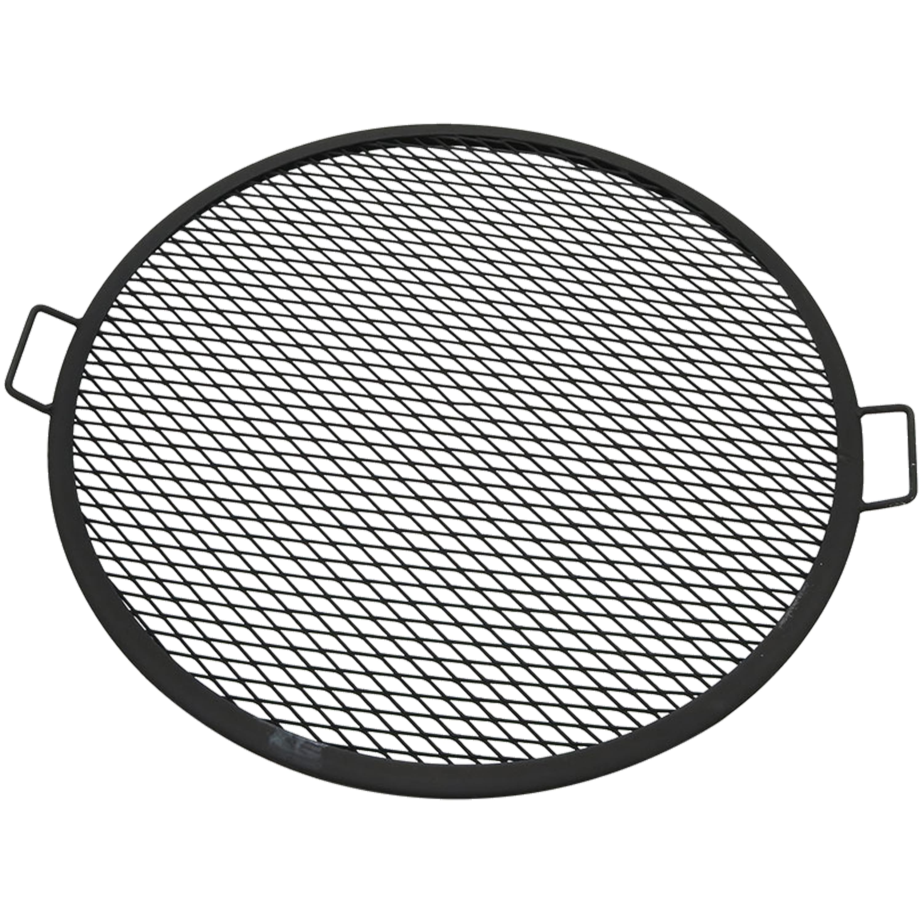 Sunnydaze - 30 in Round Steel X-Mark Fire Pit Cooking Grill with Handles - Black
