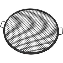 Sunnydaze - 30 in Round Steel X-Mark Fire Pit Cooking Grill with Handles - Black