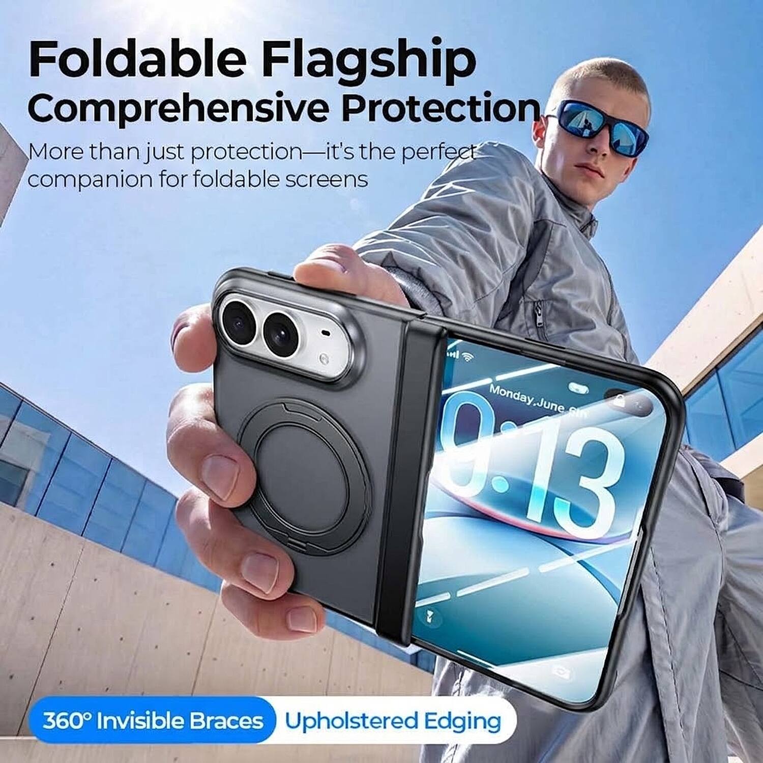 Foldable Flagship Comprehensive Protection  
More than just protection—it's the perfect companion for foldable screens

360° Invisible Braces  
Upholstered Edging