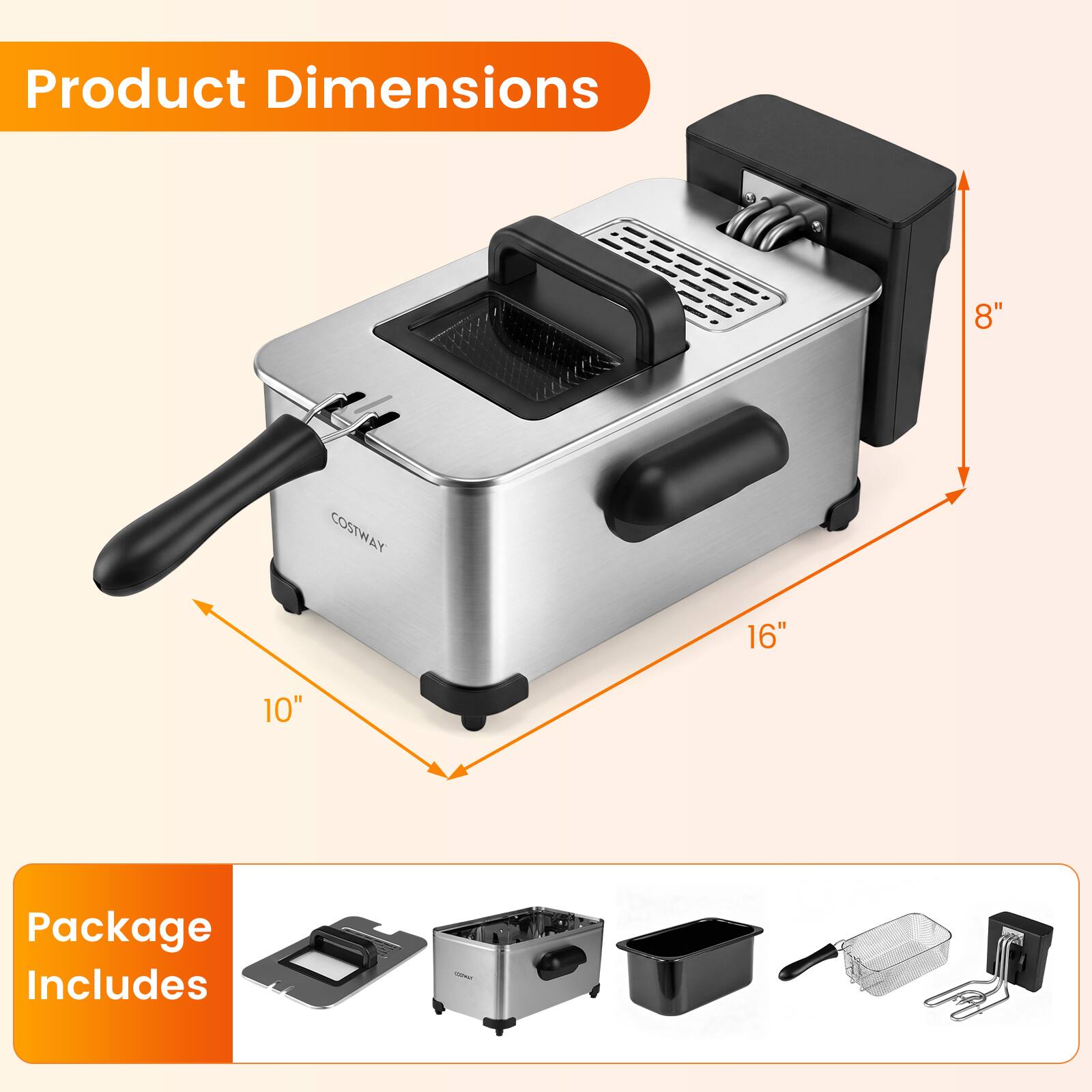 Product Dimensions: 8" x 16" x 10"  
Package Includes
